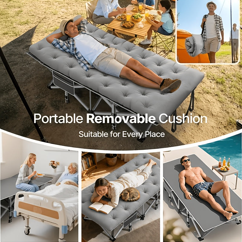Heavy Duty Folding Guest Bed & Camping Cot – 566/766 lbs Capacity, 67"/79" Options, Optional Mattress, Portable Adult Outdoor Travel Bed for Camping Patio & Guests
