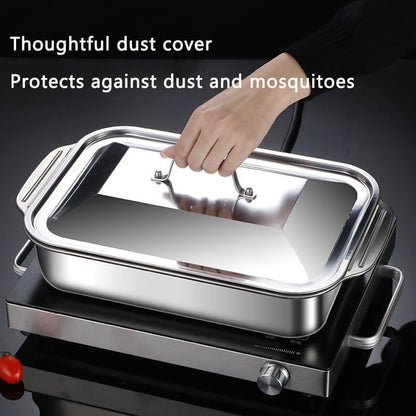Stainless Steel Baking Pans with Lids Set – Extra Large Non-Stick Heavy Duty Rectangular Oven Trays for Roasting Bread Desserts Seafood BBQ Buffet Serving, 2 4 6 8 Pack Options