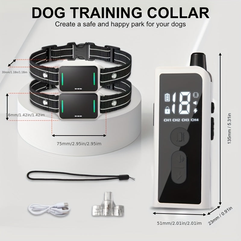 Dog Training Collar with Remote – Rechargeable E-Collar with Shock Vibration Buzz Modes, 2.4G Wireless Remote, USB Charging, Safe & Effective Pet Trainer for Small Medium Large Dogs, 1pc & 2pc