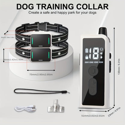 Dog Training Collar with Remote – Rechargeable E-Collar with Shock Vibration Buzz Modes, 2.4G Wireless Remote, USB Charging, Safe & Effective Pet Trainer for Small Medium Large Dogs, 1pc & 2pc