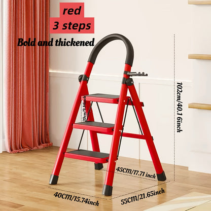 Heavy Duty Folding Step Ladder 500 Lbs Capacity - 2/3/4/5 Step Portable Non-Slip Ladder, Lightweight Durable Plastic, Foldable Step Stool for Home, Kitchen, Office & Industrial Use