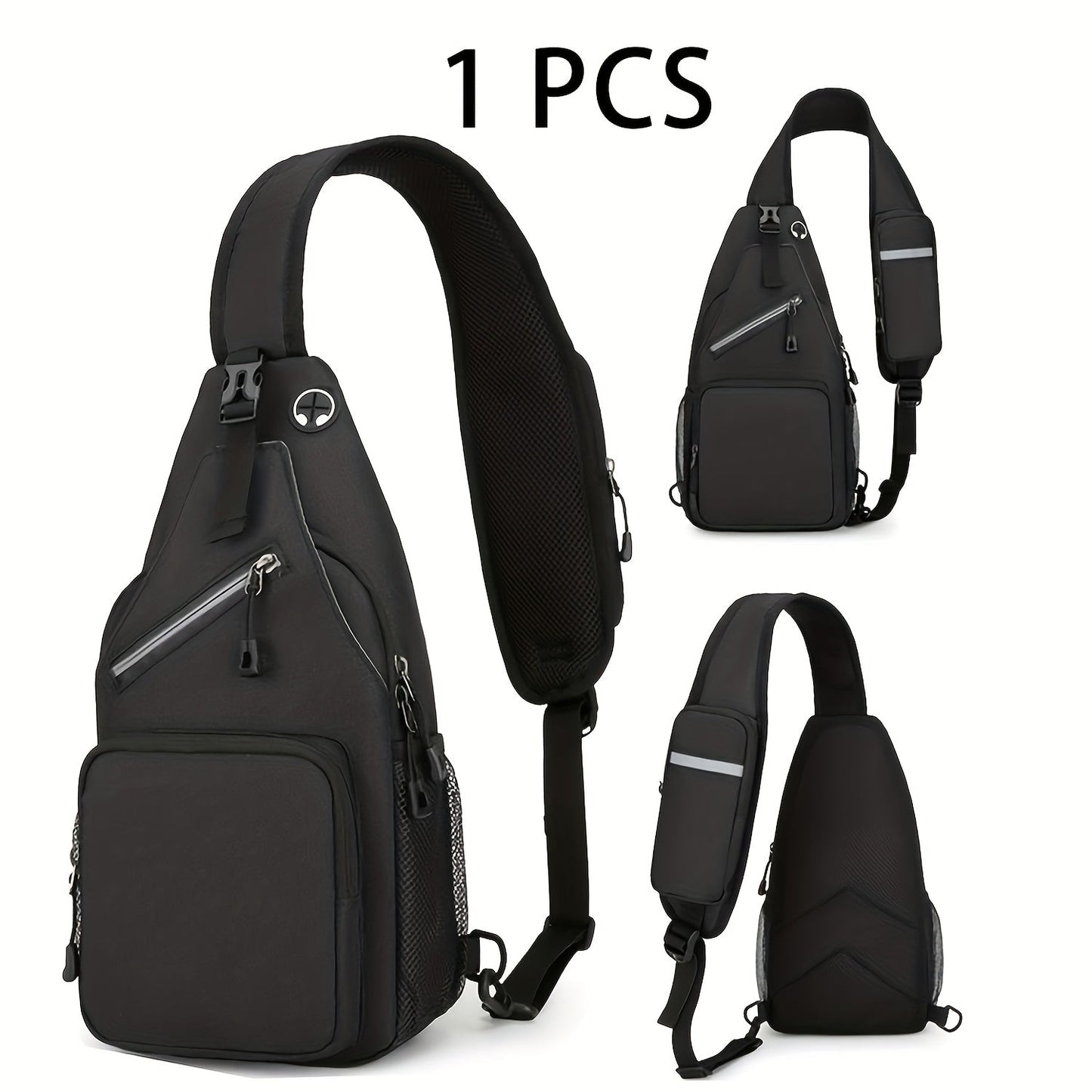 Large Capacity Crossbody Shoulder Bag for Men & Women – Multi-Purpose Embroidered Sports Style Travel Bag with Secure Zipper, Hands-Free Daily Commute & Outdoor Use, Multiple Colors