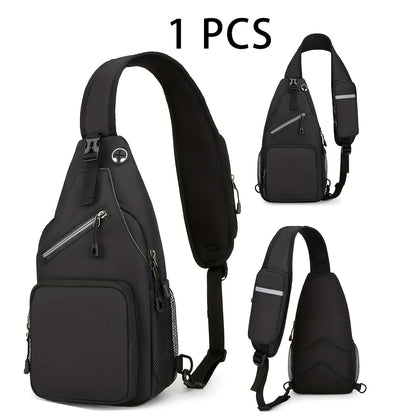 Large Capacity Crossbody Shoulder Bag for Men & Women – Multi-Purpose Embroidered Sports Style Travel Bag with Secure Zipper, Hands-Free Daily Commute & Outdoor Use, Multiple Colors