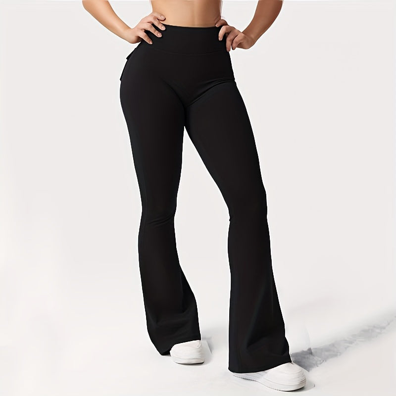 Women's High Waist Flare Yoga Pants Scrunch Butt Lift Leggings with Pocket Squat-Proof 4-Way Stretch Sweat-Wicking Sportswear for Gym Running Workout – 7 Colors S-XL