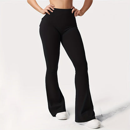 Women's High Waist Flare Yoga Pants Scrunch Butt Lift Leggings with Pocket Squat-Proof 4-Way Stretch Sweat-Wicking Sportswear for Gym Running Workout – 7 Colors S-XL