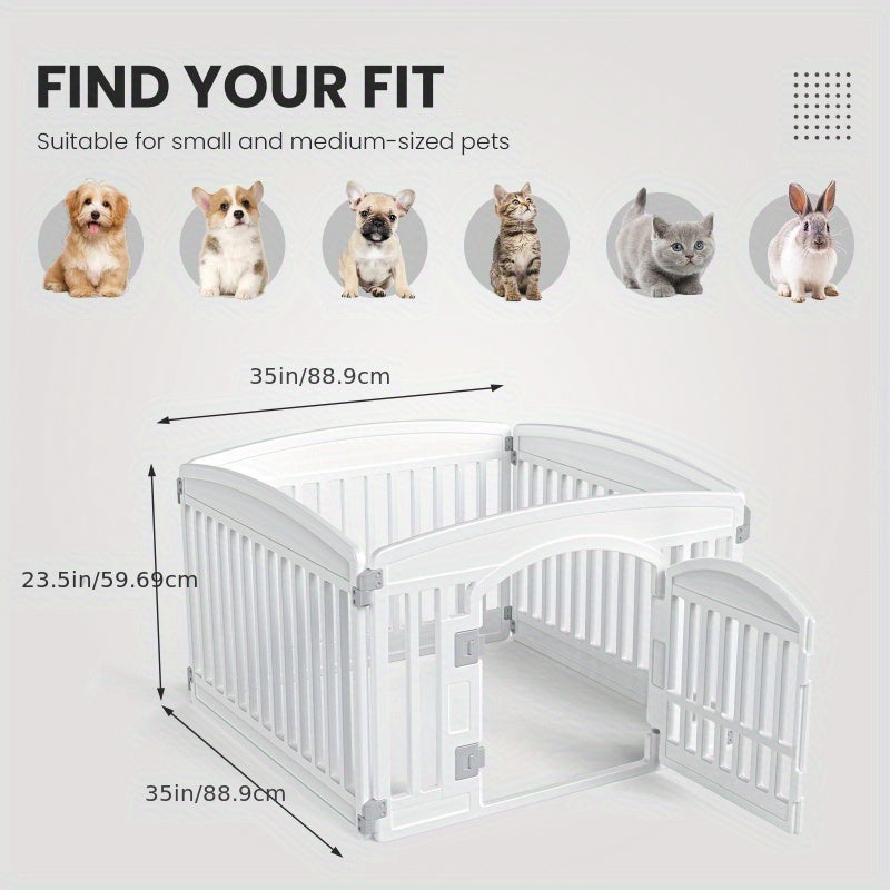 4 & 6 Panel Dog Pen Expandable Non-Slip Bottom Portable Indoor Outdoor Puppy Playpen with Safety Locking Door for Medium Dogs – Black & White