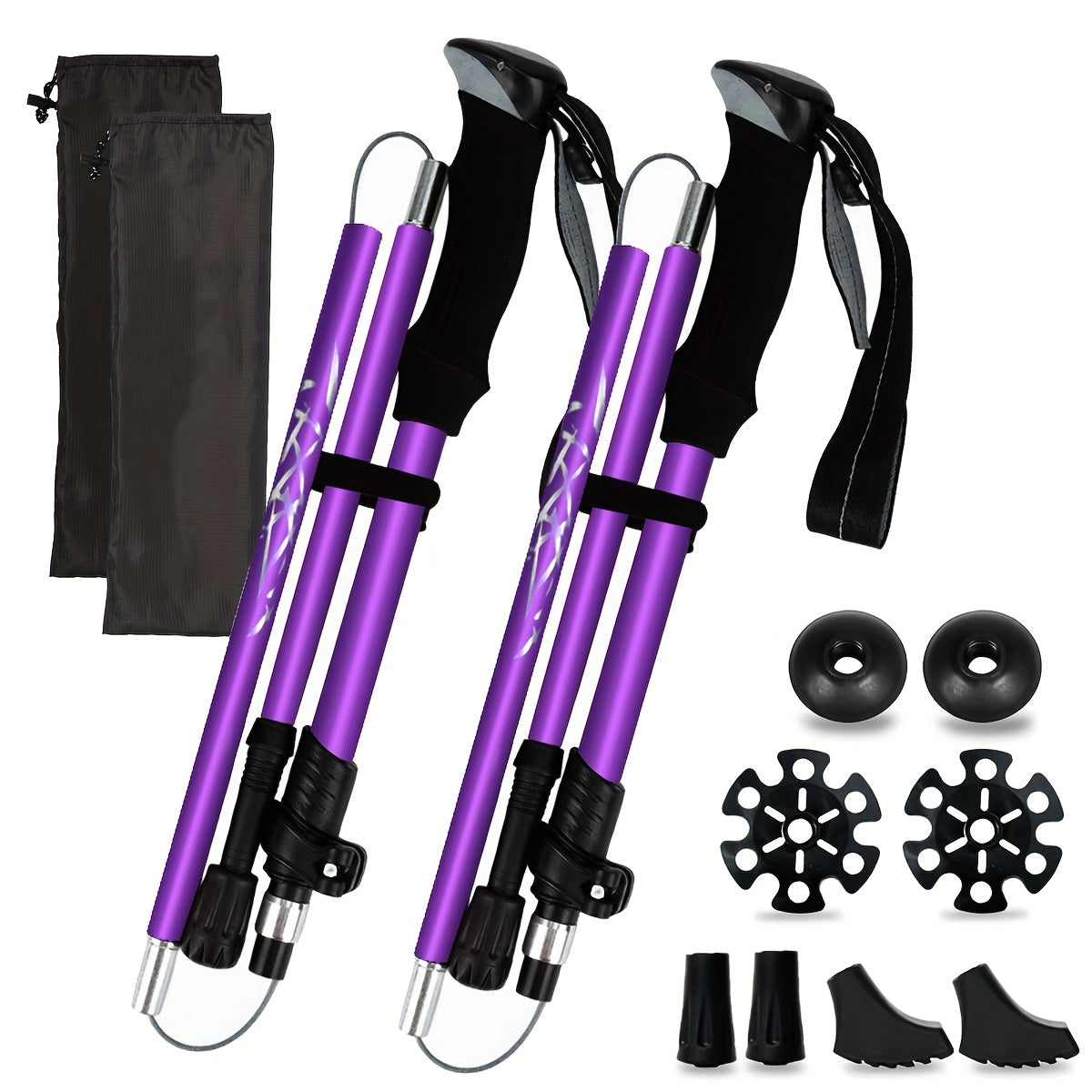 Trekking Poles 2 Pack Lightweight Aluminum Alloy Foldable Hiking Sticks – Quick-Lock Adjustable, Ergonomic Non-Slip Grip & Carry Bag for Men Women Camping Travel