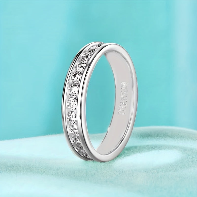 S925 Sterling Silver Sparkling Moissanite Ring for Men Women – Unisex Stylish Versatile Band, Sizes 5-13, Perfect for Weddings, Engagements, Couples & Christmas Gift