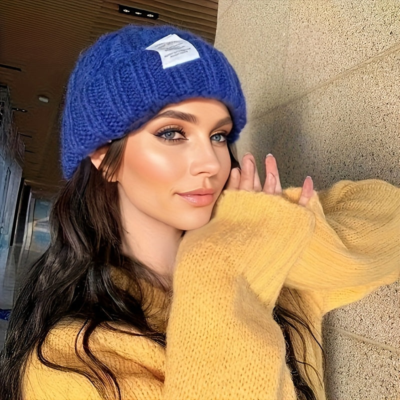 2 Pack Winter Knit Beanies for Women Men, Candy-Colored Chunky Cable Knit Warm Hats with Ear Protection, Loose Fit Slouchy Beanie for Outdoor Street Wear Cold Weather