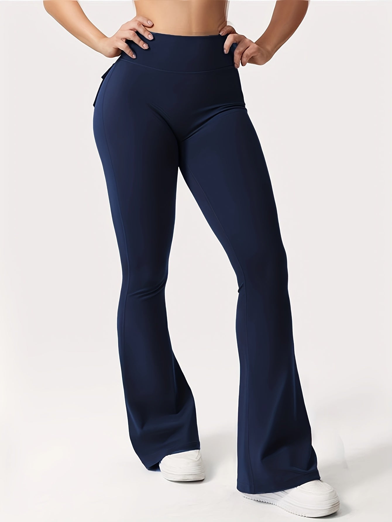 Women's High Waist Flare Pants 3-Pack – Butt Lifting Tummy Control Quick-Dry Cargo Style Leggings Tracksuit Casual Sports Full-Length Trousers Black Gray Green