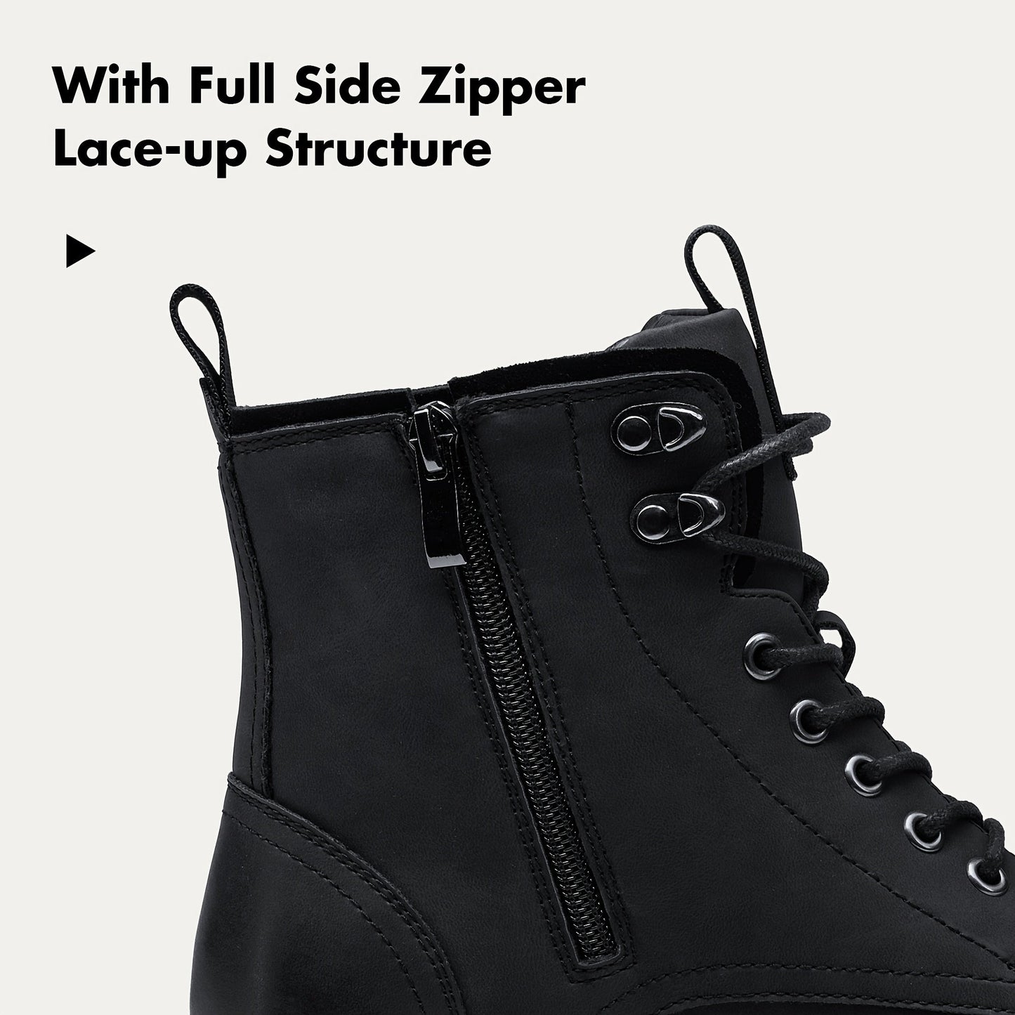 Men's Motorcycle Chukka Boots – Zipper & Lace-Up Genuine Leather Casual Fashion Boots with Non-Slip Sole, Cap Toe, Breathable Cushioned Insole, Black & Brown | Velora