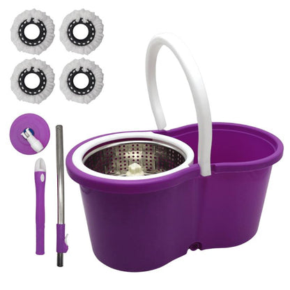 360° Spin Mop and Bucket Set with Wringer – Microfiber Mop Refills, Stainless Steel Extended Handle, Separate Compartment, Floor Cleaning System