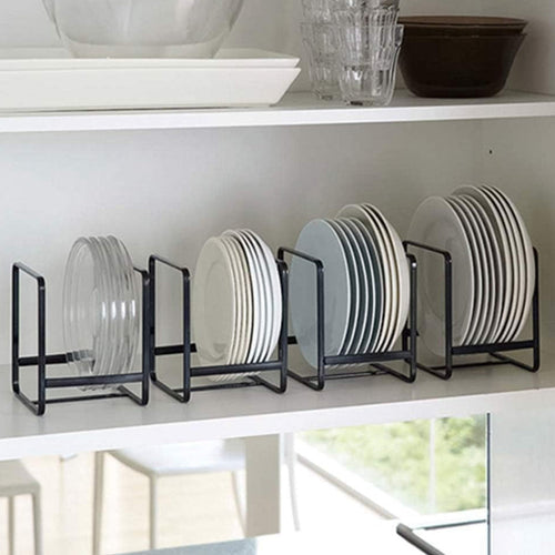 4-Pack Stainless Steel Cabinet Plate Organizer & Dish Rack – Space-Saving Plate Holder, Bowl Organizer & Dish Storage Rack for Kitchen Cabinet and Counter – Durable Kitchen Organizer Set