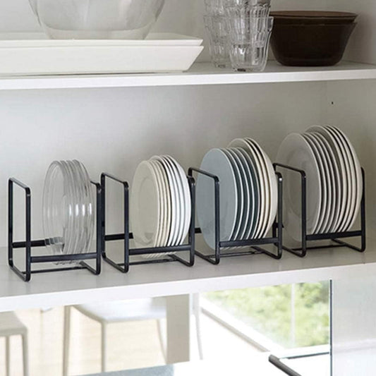 4-Pack Stainless Steel Cabinet Plate Organizer & Dish Rack – Space-Saving Plate Holder, Bowl Organizer & Dish Storage Rack for Kitchen Cabinet and Counter – Durable Kitchen Organizer Set