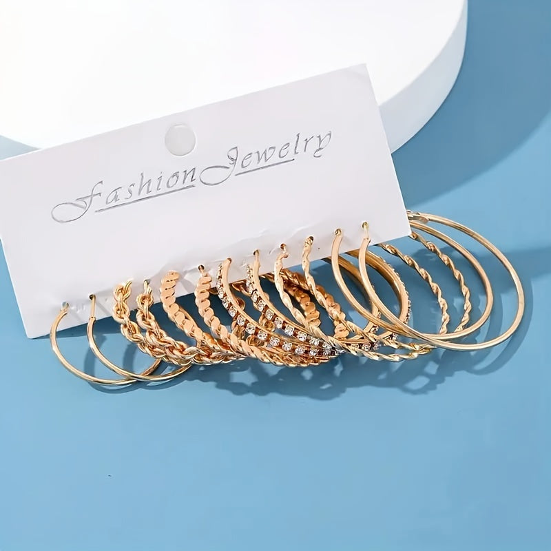36 Piece Gold Hoop Earrings Set for Women – Fashion Rhinestone Accent Hoop Earrings with 316L Stainless Steel Posts, Hypoallergenic Earring Set for Daily Wear Parties and Gift