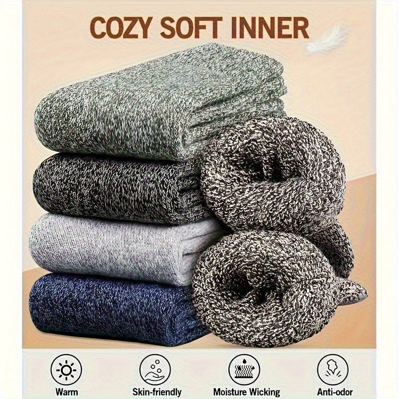 Thermal Hiking Socks 9 Pairs Unisex Thick Warm Terry Socks for Men Women Multi-Color Winter Boot Socks Cold Weather Arch Support Reinforced Toe Breathable Cozy Casual Bed Socks US Size 6-10
