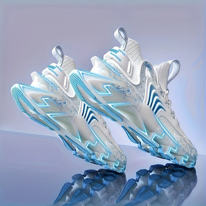 Men's Blade Sneakers – Breathable Mesh Lace-Up Athletic Shoes with Rubber Sole, All-Season Casual Sport Footwear in Black, Blue, White & Deep Blue, Sizes US 6–13.5