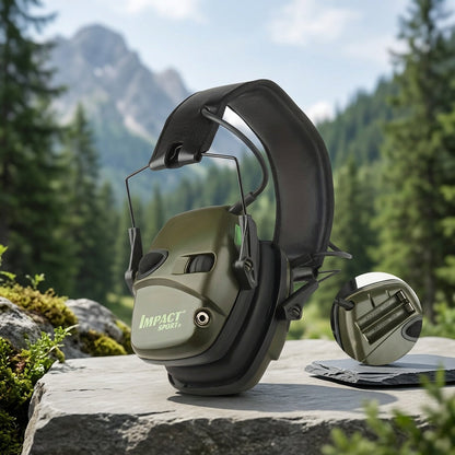 Tactical Electronic Shooting Earmuffs with Sound Amplification & Noise Cancelling - Head-Worn Hearing Protection for Hunting, Outdoor Range Shooting & Impact Sports