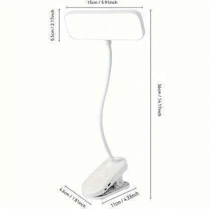 Adjustable LED Gooseneck Desk Lamp – Touch Control, Dimmable, Color Temperature Adjustment, USB & 18650 Rechargeable Battery Powered, Sunshade Indoor Task Light, White