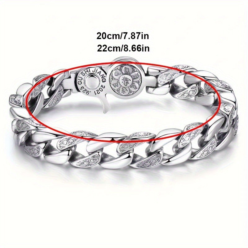 925 Sterling Silver Men's Fashion Bracelet – Classic Chain Design in 3 Sizes 7.10" 7.87" 8.66" Everyday Wear Jewelry Gift for Men Family Friends