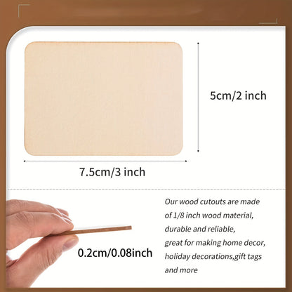 Unfinished Wood Blanks 3x2 Inch Wooden Boards for Crafts Laser Engraving Wood Burning Painting Art Decorations Party Gifts 20 40 80 Pieces