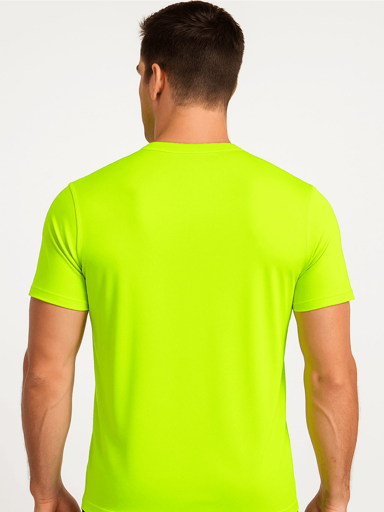 5-Pack Men's UPF 50+ Safety Work Shirts – Quick Dry Breathable Performance Tees for Outdoor Jobs, Fluorescent Yellow High Visibility, S-XXXL, Gift for Dad