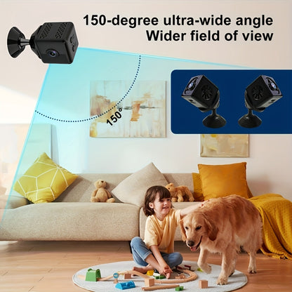 2K Mini Wireless Security Camera – WiFi Indoor Surveillance Camera with Night Vision, Magnetic Mount, Continuous Recording, Baby & Pet Monitor, USB/Battery Powered, SD Card & Cloud Storage