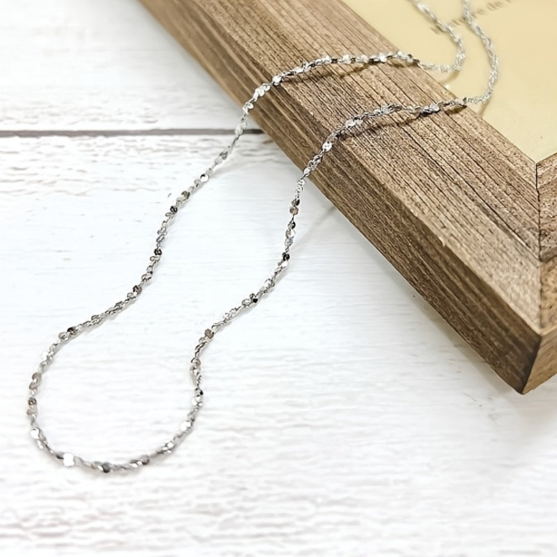 S925 Sterling Silver 4mm Wide Glittering Chain Necklace for Men Women – Solid Sparkling Unisex Jewelry, Gift Box Included, 18in & 22in, Birthday Valentine's Day Gift