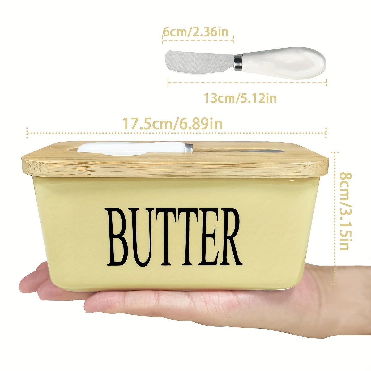 Luxury Large Ceramic Butter Dish with Lid & Butter Knife – Airtight Countertop Butter Keeper, Easy-Clean Design, Elegant Kitchen Accessory & Perfect Housewarming Gift for Butter Lovers