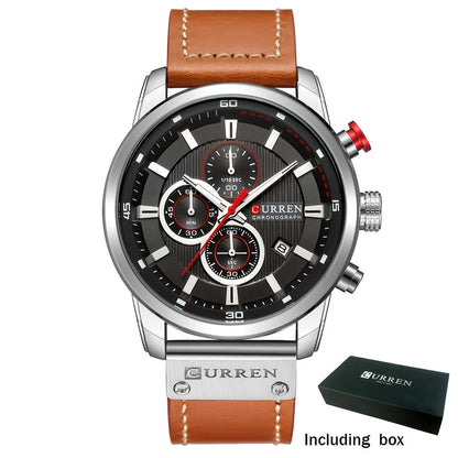 Men's Chronograph Sport Quartz Watch with Date Display – Stopwatch Wristwatch for Men 6 Colors Brown Blue Black Grey Casual Business Everyday Watch Gift