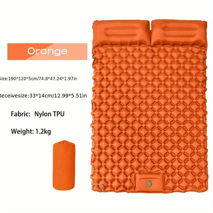 Self-Inflating Sleeping Pad Ultralight Nylon TPU Camping Mat, Built-In Pump Single & Double Person Options, Compact Portable Sleeping Mat for Camping Hiking Backpacking Travel Picnic, Orange & Blue