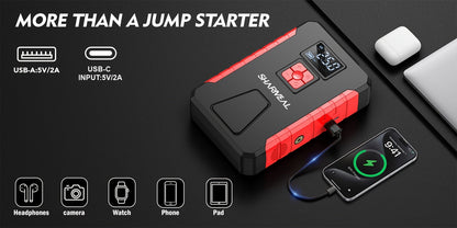 Portable Jump Starter 15000A-19000A Peak | 17-in-1 with 350PSI Air Compressor, 12V Car Battery Charger, LED Light, Digital Display – Emergency Kit for Cars, Trucks & SUVs
