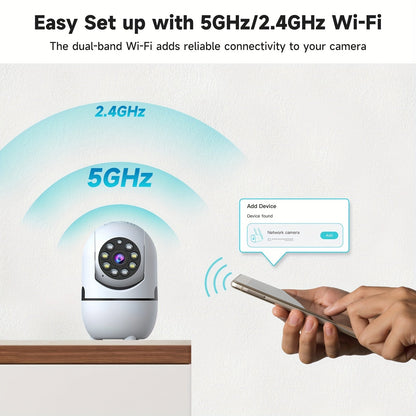 2-Pack Indoor Security Camera 355° Rotation – 2.4G/5G WiFi, Motion Detection, Full-Color Night Vision, Two-Way Audio, Cloud & 256GB TF Card Storage, Alexa Compatible, Baby & Pet Monitor for Home