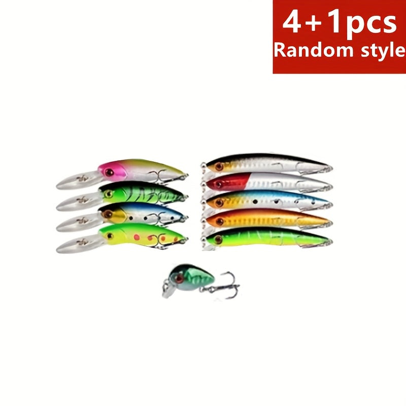Fishing Lure Set 5pcs – Bionic Minnow Hard Bait, Realistic Swimming Action, Saltwater & Freshwater, Random Mixed Color Artificial Lures