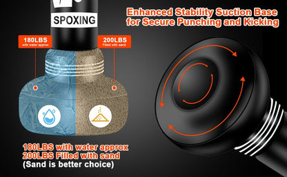 Freestanding Punching Bag 70" with Boxing Gloves & Electric Air Pump | Inflatable Heavy Bag for Adults Men Women Teens | Home Gym MMA Muay Thai Kickboxing Fitness Training | Black