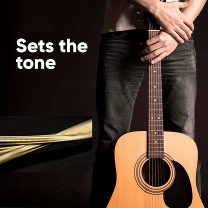 Acoustic Guitar Strings Set – Bronze Finish, Hexagonal Core, .010 Gauge Hard Tension, Uncoated Plain Winding for Full-Bodied Rich Tone & Long-Lasting Durability