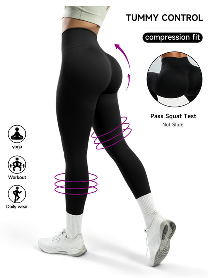 Women's High Waist Peach Lift Yoga Pants – Tummy Control, Four-Way Stretch, Breathable Fitness Leggings for Gym, Yoga & Everyday Wear, All-Season High Elastic Fabric, Coffee Brown, Black or Olive Green, S-XL