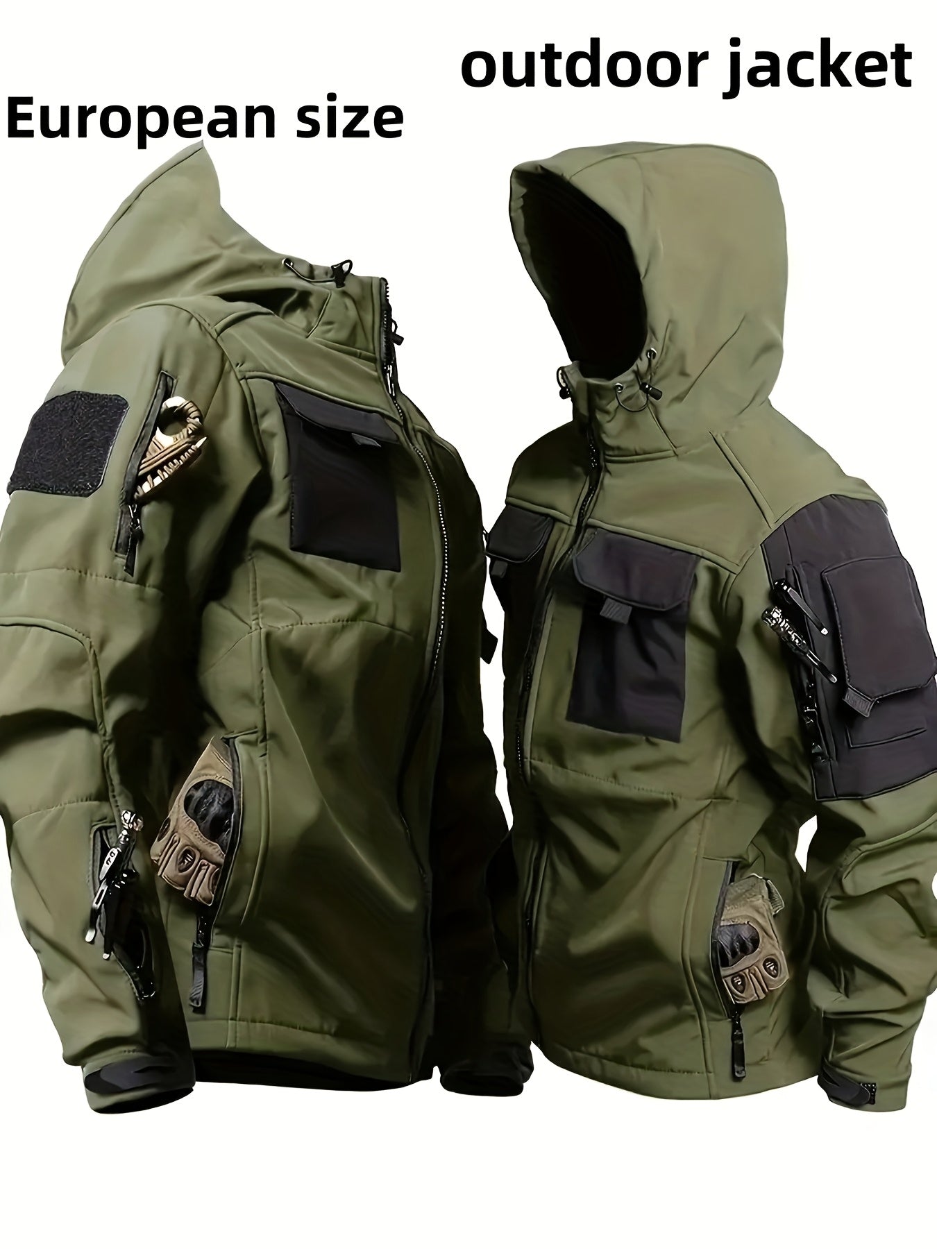 Men's Tactical Jacket Windproof Ripstop Hooded Shell Coat - Scratch-Resistant Outdoor Jacket with Multiple Utility Pockets for Camping, Hiking, Survival & Tactical Training, Sizes S-XXXL