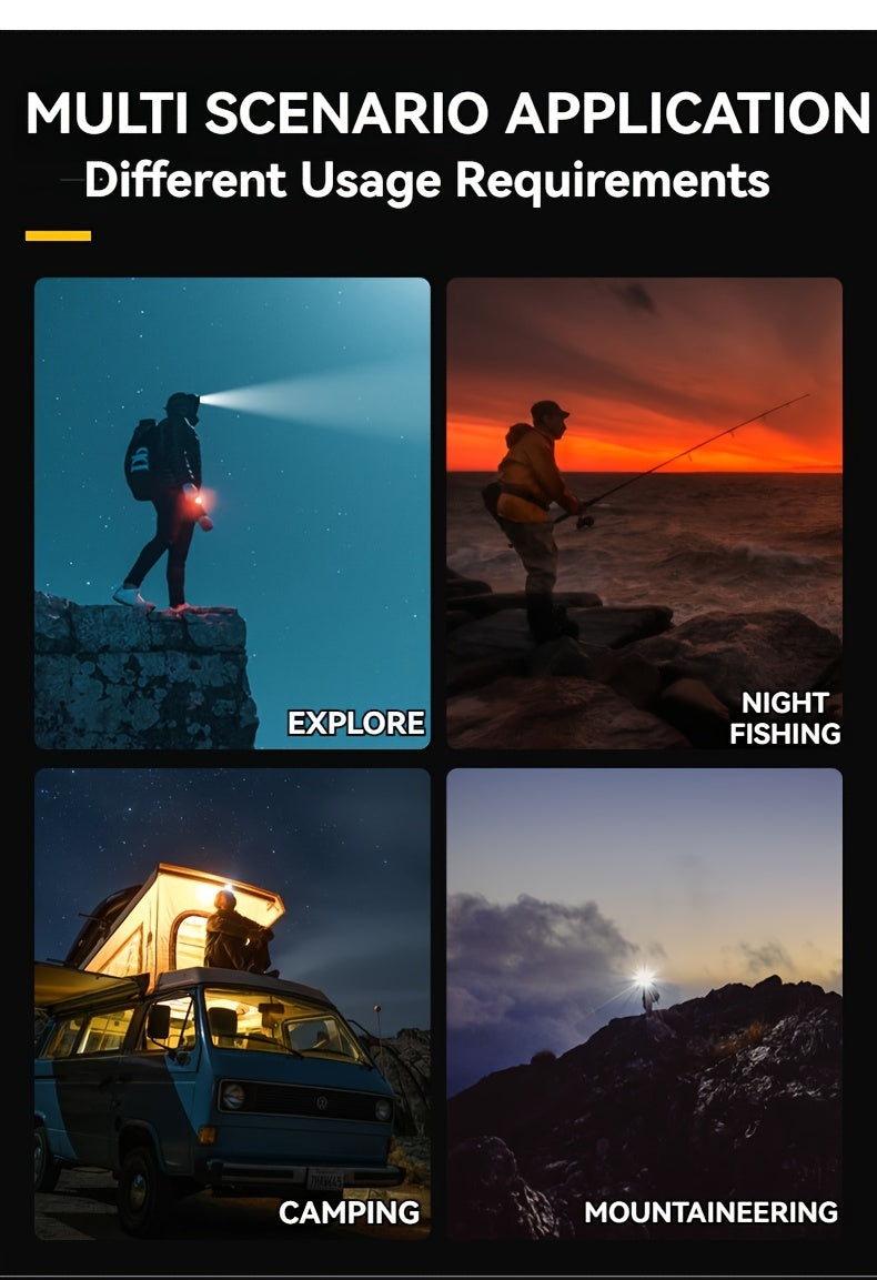 2-Pack 5-LED Headlamp USB Rechargeable IP65 Waterproof 4-Mode for Hiking Camping Hunting Fishing Running