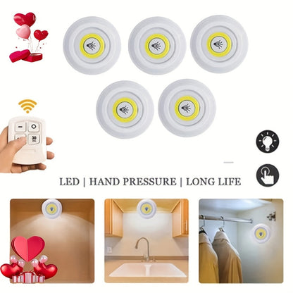 5 Pack LED Wireless Night Lights Remote Control Magnetic Adhesive Battery Operated for Cabinet Hallway Bathroom Bedroom Kitchen Stairs Home Decoration Easy Setup