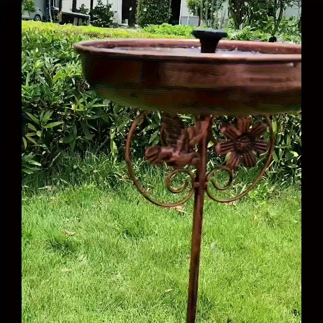 Metal Outdoor Bird Bath & Feeder Set with Sunflower Design – 5-Claw Base Column, Weather-Resistant Garden Decor for Backyard, Courtyard & Terrace, Attracts Wild Birds