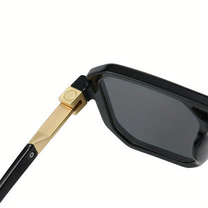 Oversized Square Frame Sunglasses Unisex UV Protection Retro Tortoiseshell Arms Men Women Travel Beach Daily Wear Includes Case and Cleaning Cloth 6 Colors