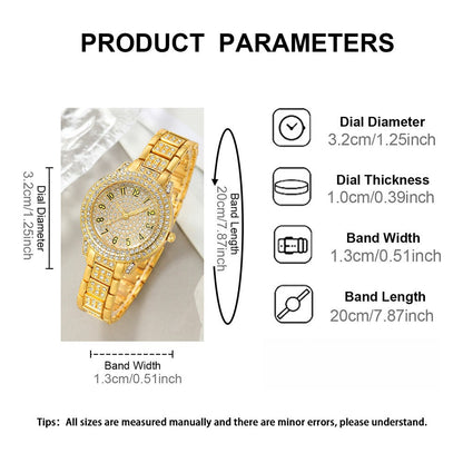 Women's Watch & Jewelry Set 6 Pieces - Elegant Ladies Watch with Bracelet Necklace Earrings & Ring, Luxury Fashion Jewelry Set for Women, Valentine's Day Birthday Anniversary Gift