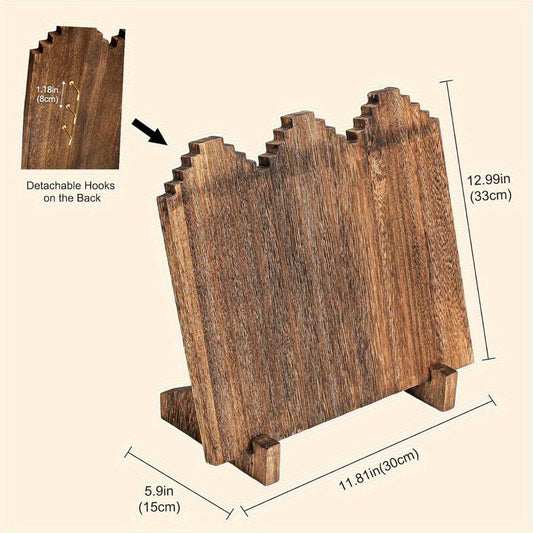 Wooden Necklace Jewelry Display Stand – Rustic Vertical Organizer for Craft Fairs, Vendors & Home Decor, Durable Wood Stable Base, Necklace Holder Showcase