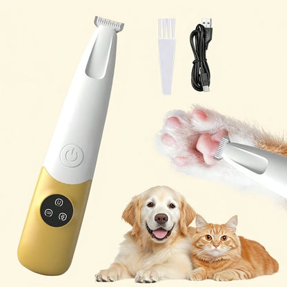 Cordless Quiet Dog Paw Trimmer with LED Light – Low-Noise Rechargeable Pet Hair Clipper for Paws, Face & Ears, Suitable for Small Dogs & Cats, Professional Grooming Tool