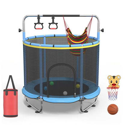 Kids & Adults Trampoline with Safety Enclosure Net Multi-Functional Leisure Sports Trampoline Indoor Outdoor Backyard Jumping Mat 6 Color Options Fun Exercise Equipment for Family