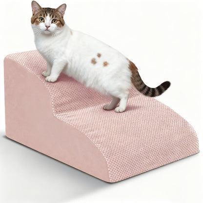 NIUBYA Extra Wide Dog Stairs for Small Dogs – High Density Foam Pet Steps, Non-Slip Bottom, Soft Cushioned Ramp for High Beds Couch Sofa, Ideal for Injured Elderly Dogs, Polypropylene, Compact