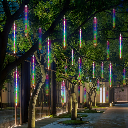 Solar Meteor Shower String Lights – 192 LED Outdoor Fairy Lights, Flower Theme, 8 Modes, Waterproof, for Garden, Patio, Tree, Christmas, Halloween & Independence Day Decorations