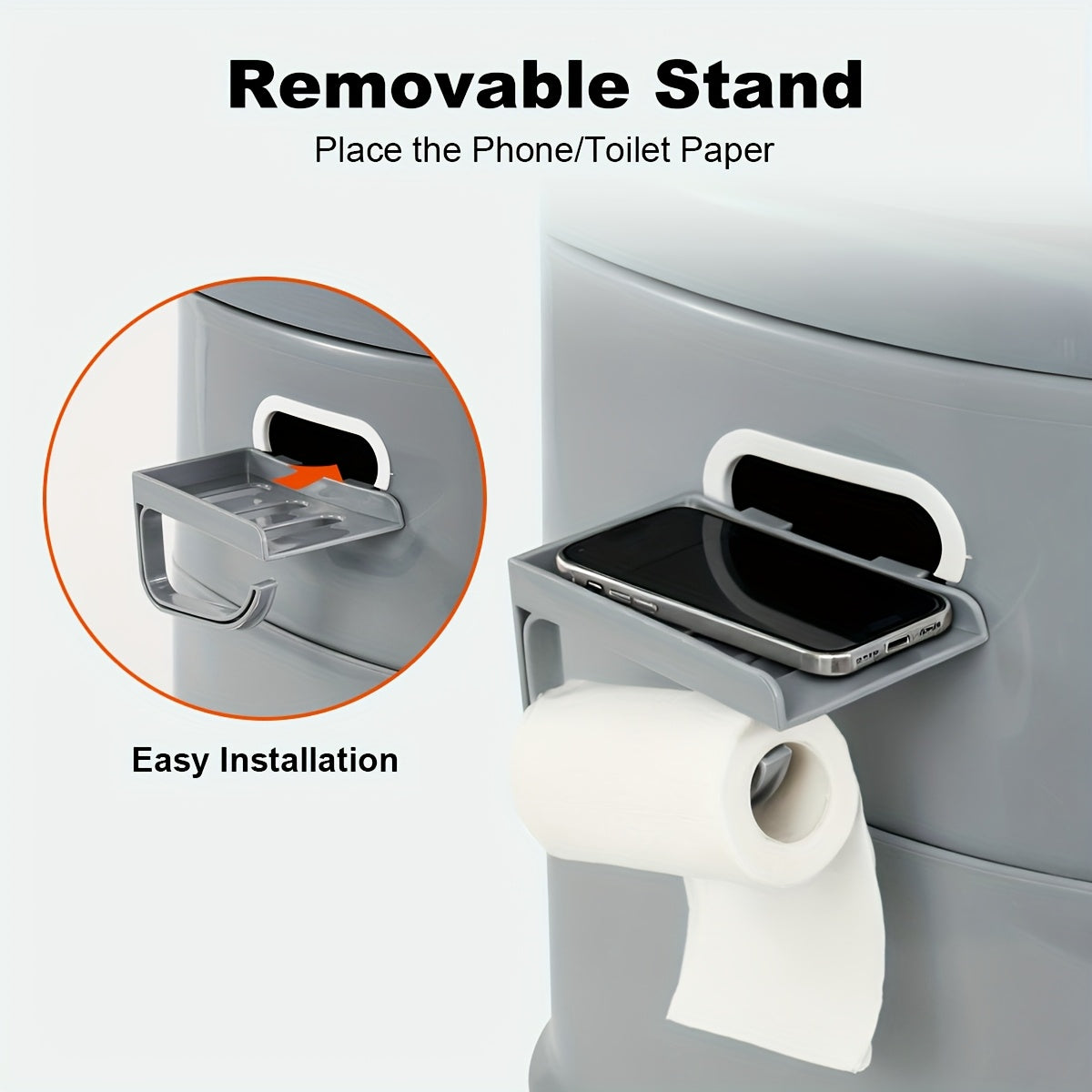Portable Toilet for Adults Extra Large Indoor Outdoor Camping Commode with Detachable Inner Bucket & Removable Paper Holder – Lightweight Compact for Camping, RV, Boat, Van & Emergency Use (Gray/Black)