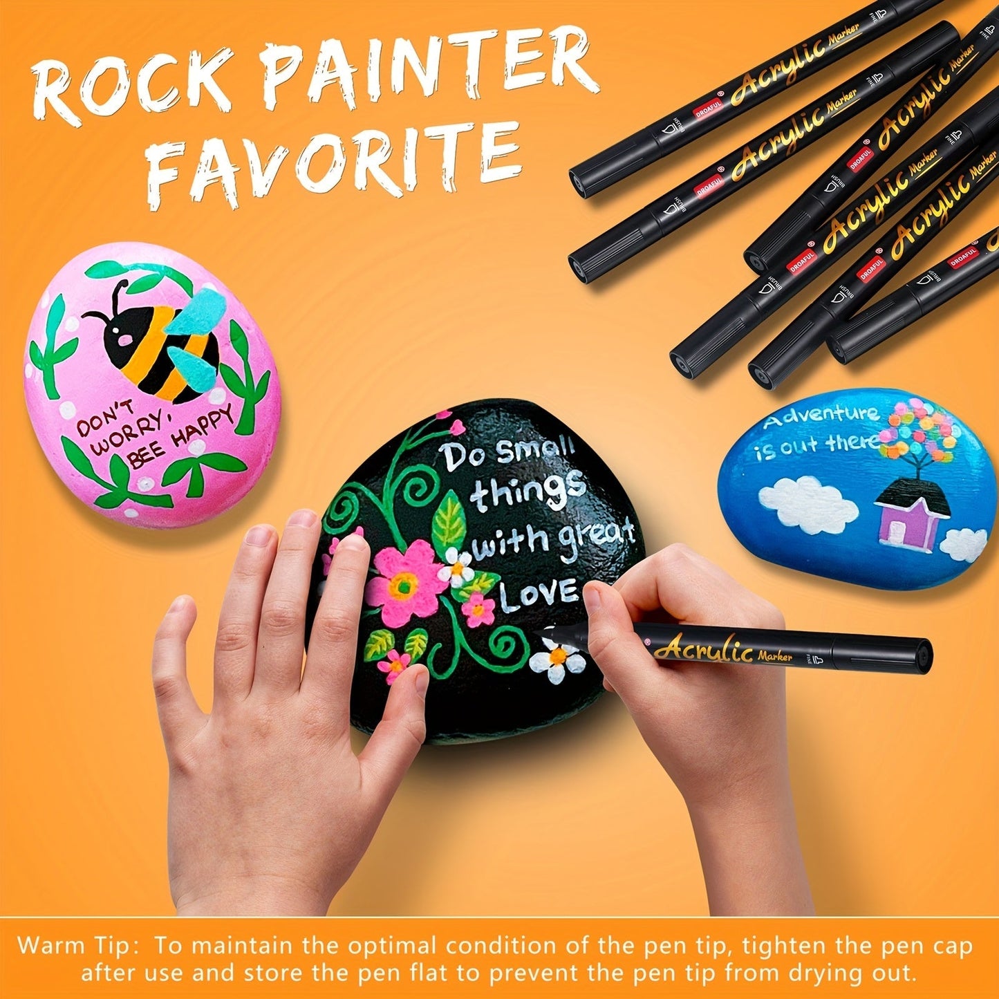 Acrylic Paint Markers 20 & 48 Colors Dual Tip Brush Pens for Rock Painting, Glass, Wood, Canvas, Fabric, Metal, Ceramic, Plastic – Non-Toxic Waterproof Paint Pens for Adults Kids DIY Art Crafts
